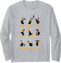 Looney Tunes Daffy Duck Character Poses Long Sleeve T-Shirt - Adult Unisex Heather Grey