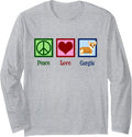 Peace Love Corgis Cute Pembroke Welsh Corgi Dog Long Sleeve T-Shirt - Adult Unisex Heather Grey