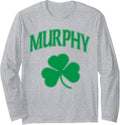 Murphy Irish Family Shamrock St Patricks Day Long Sleeve T-Shirt - Adult Unisex Heather Grey