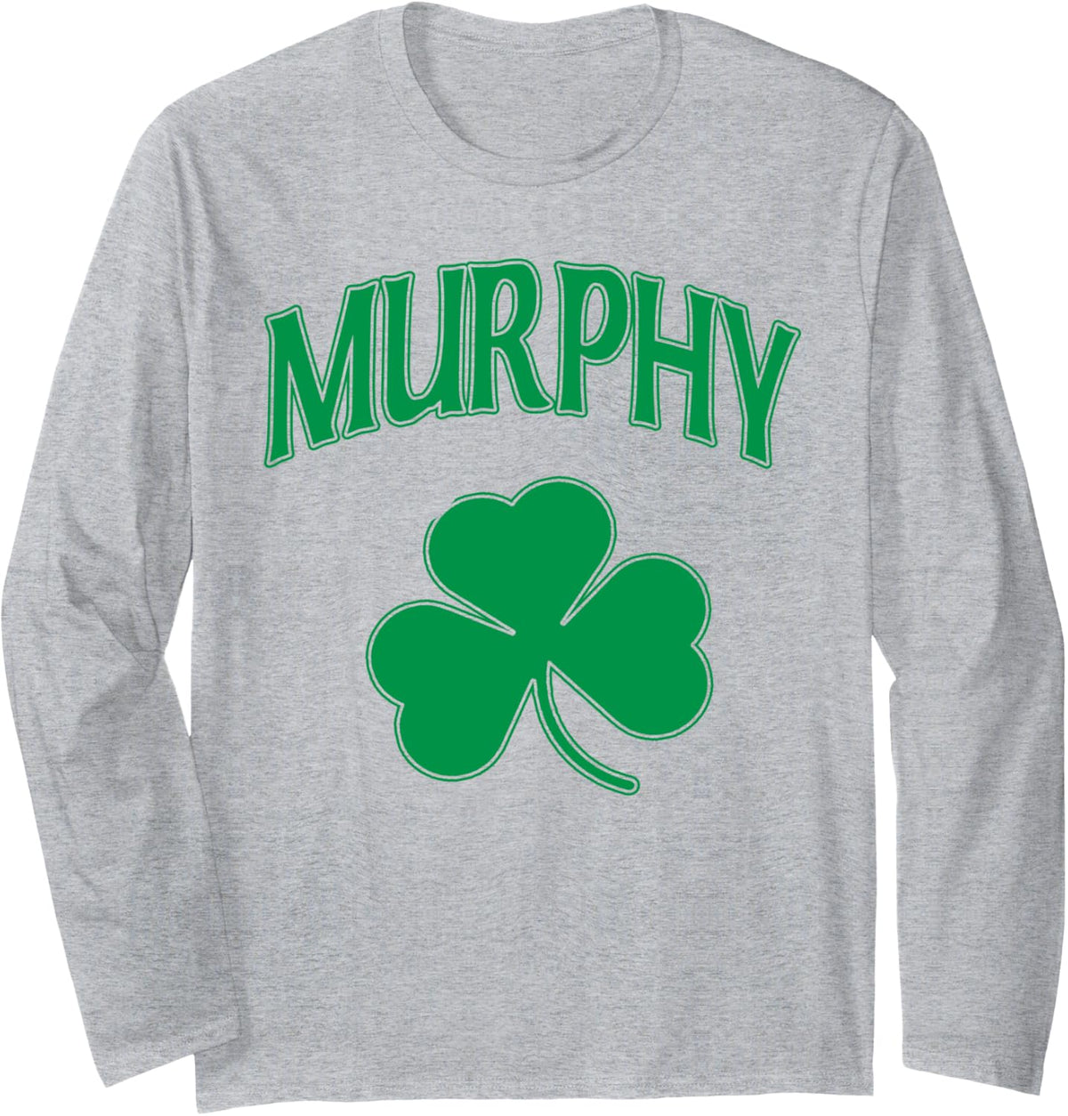 Murphy Irish Family Shamrock St Patricks Day Long Sleeve T-Shirt - Adult Unisex Heather Grey