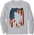 Bigfoot 4th of July American USA Flag Patriotic Kids Long Sleeve T-Shirt - Adult Unisex Heather Grey