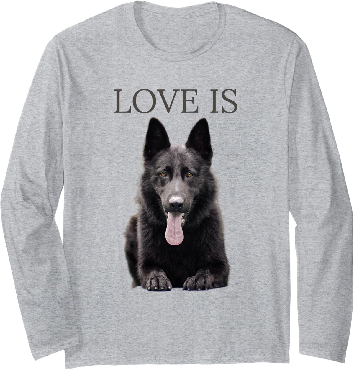 Black German Shepherd Shirt Shepard TShirt Dog Mom Dad Love Long Sleeve T-Shirt - Adult Unisex Heather Grey
