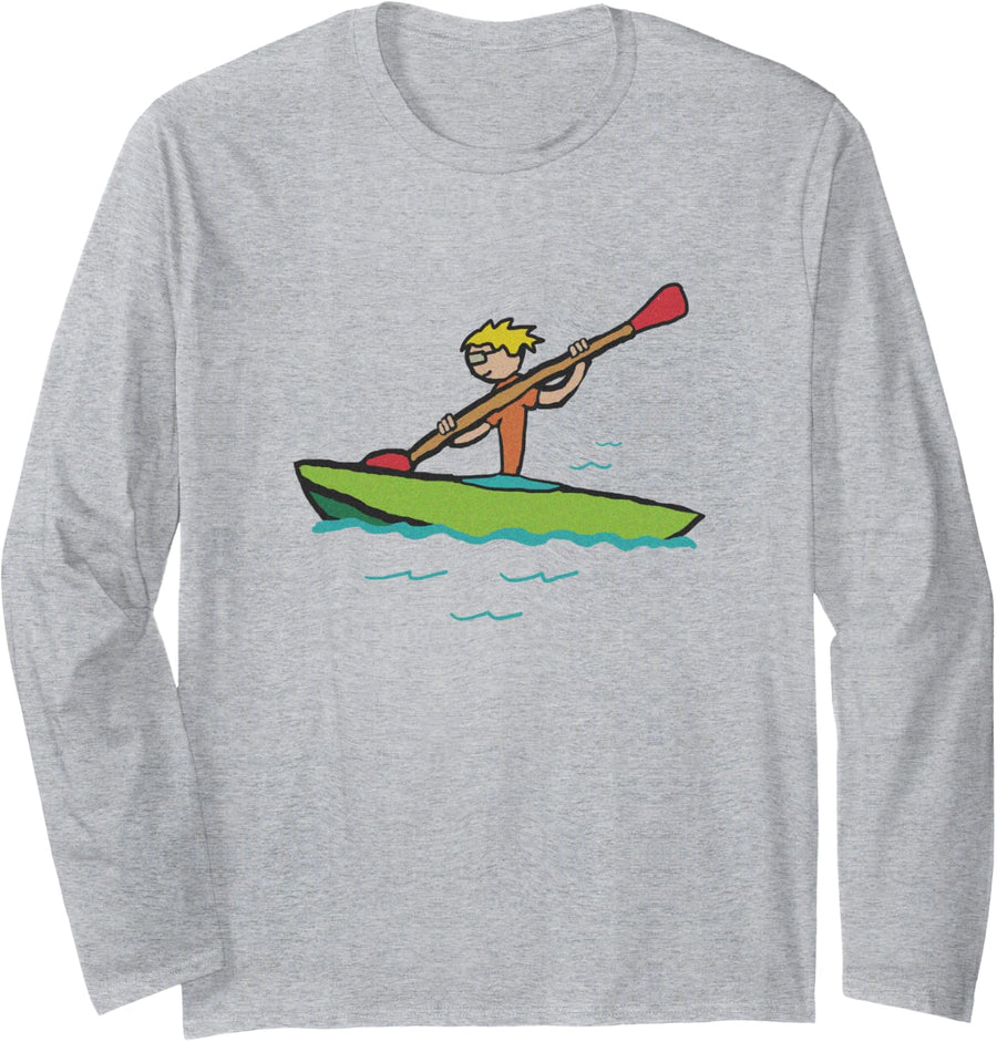 Kayaking Kayak Long Sleeve T-Shirt - Adult Unisex Heather Grey