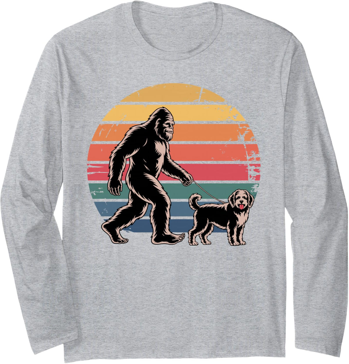 Funny Bernedoodle Art for Men Women Bernedoodle Dog Lover Long Sleeve T-Shirt - Adult Unisex Heather Grey