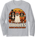 Doodles Because People are Creepy Halloween Bernedoodle Dog Long Sleeve T-Shirt - Adult Unisex Heather Grey