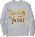 Happy New Year Funny Fireworks New Year Eve Party Men Women Long Sleeve T-Shirt - Adult Unisex Heather Grey