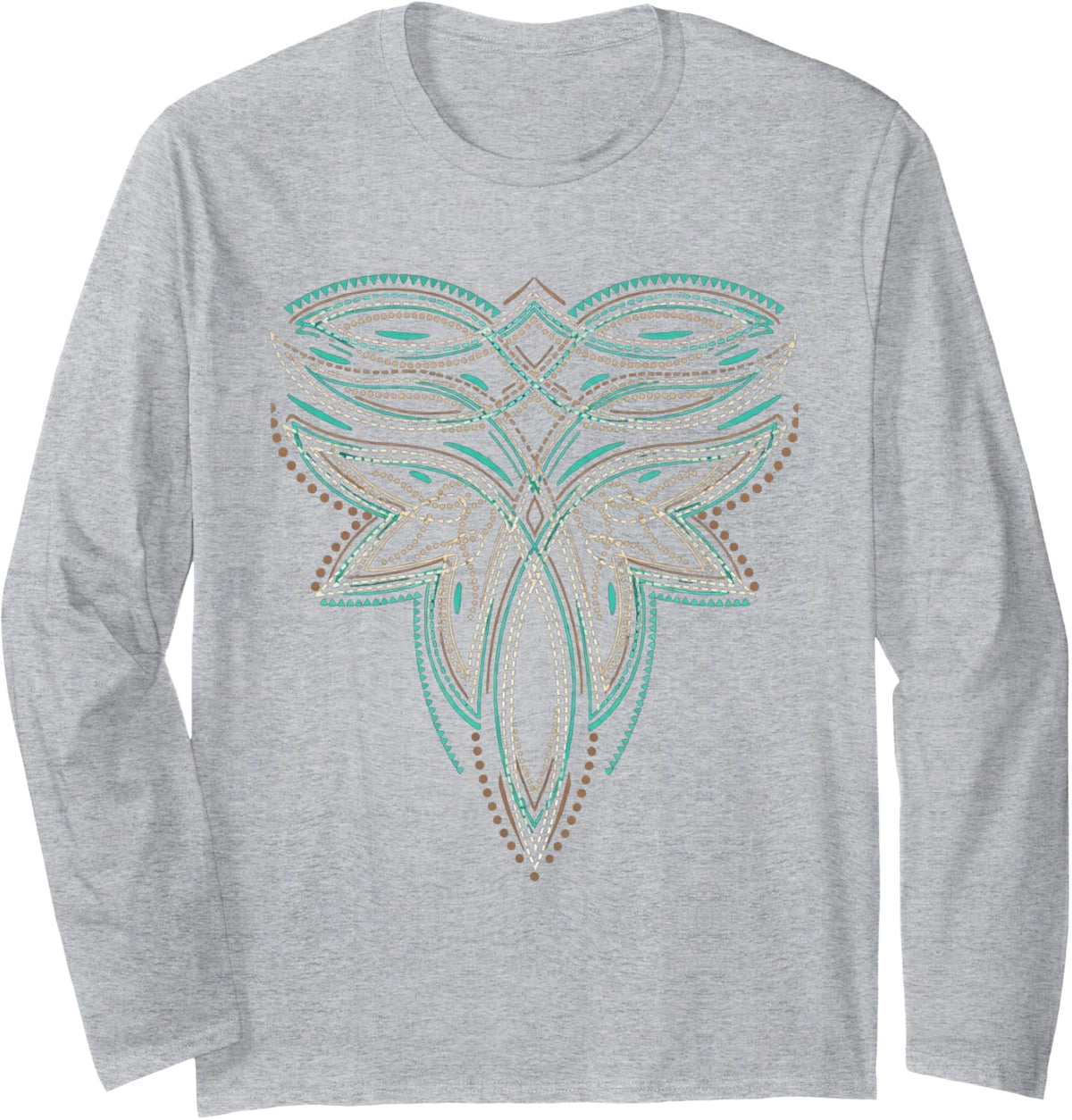 Traditional Western Boot Stitch Cowboy Fashion Graphic Long Sleeve T-Shirt - Adult Unisex Heather Grey