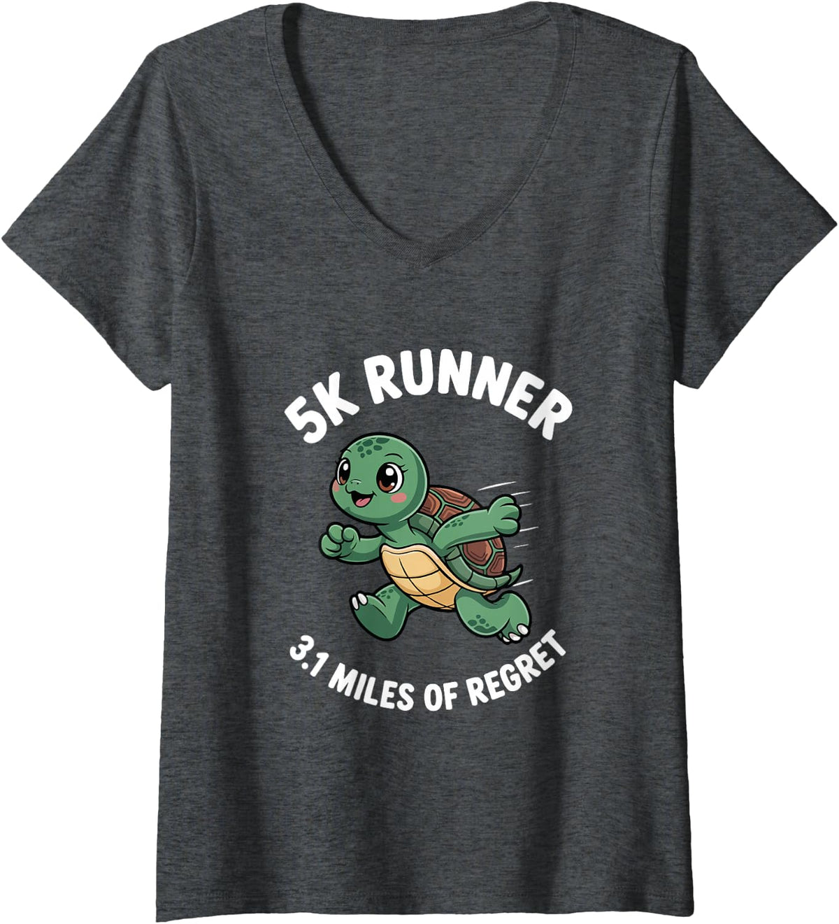 Women's 5K Runner 3.1 Miles of Regret Funny Running V-Neck T-Shirt - Dark Heather Grey