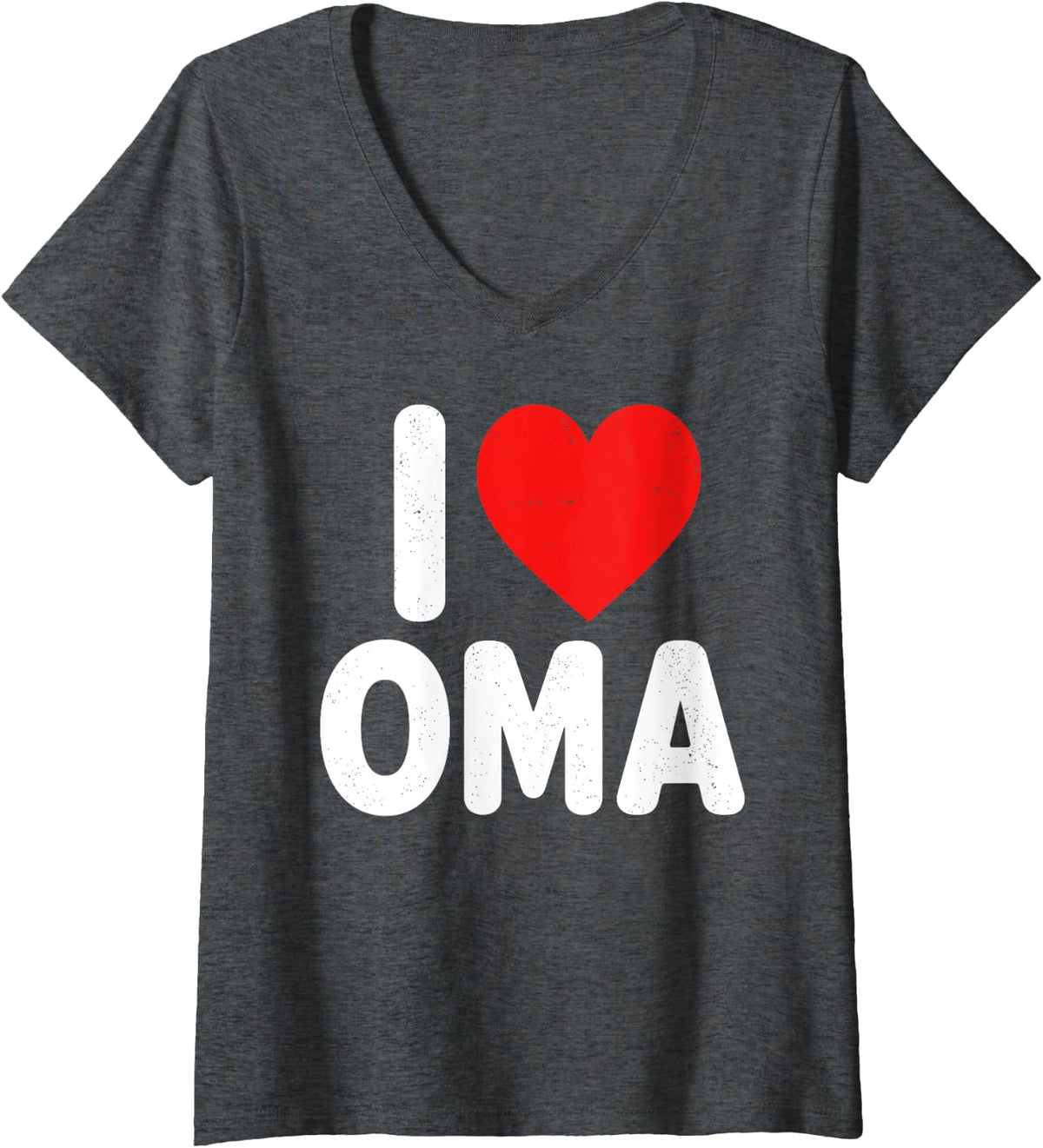 Women's I Love My Oma Design for Kids Boys Girl Grandson Grandma V-Neck T-Shirt - Dark Heather Grey