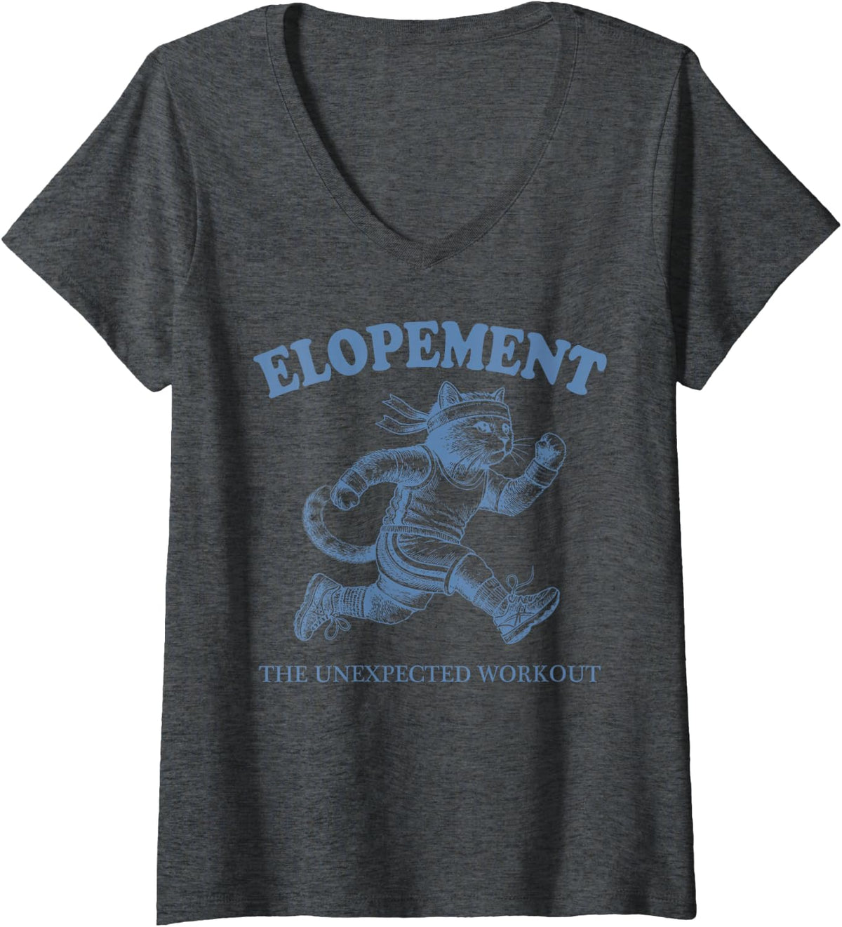 Women's Autism Neurodiversity Cat Elopement The Unexpected Workout V-Neck T-Shirt - Dark Heather Grey