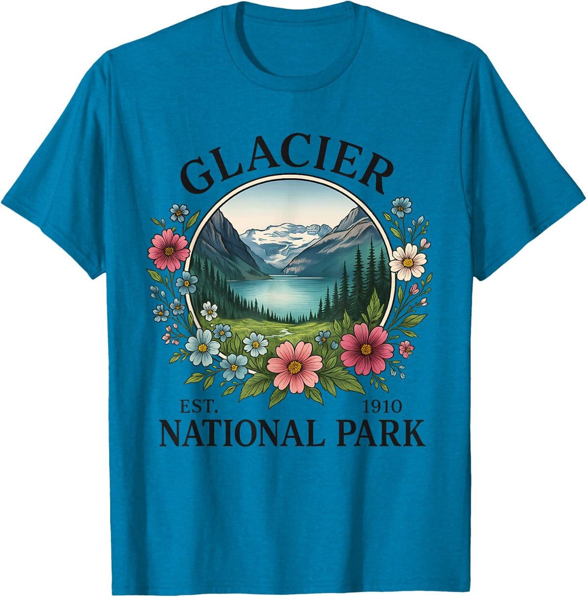 Glacier National Park Montana T-Shirt - Sapphire Blue