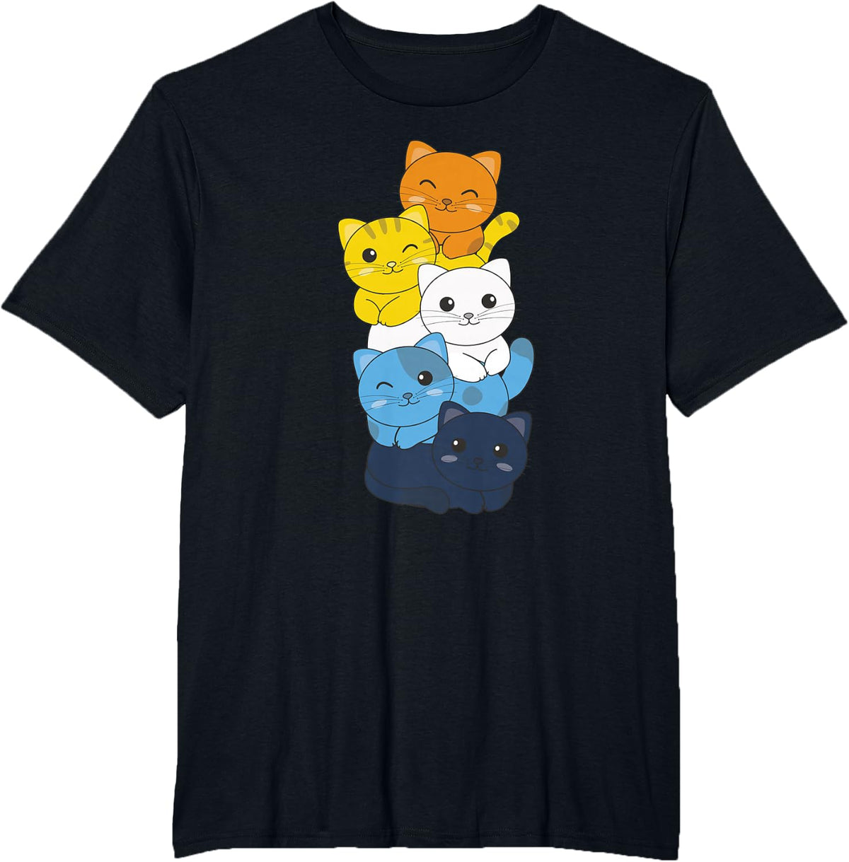 aroace Flag Pile Pride LGBTQ Cats cute aroace cat T-Shirt - Black