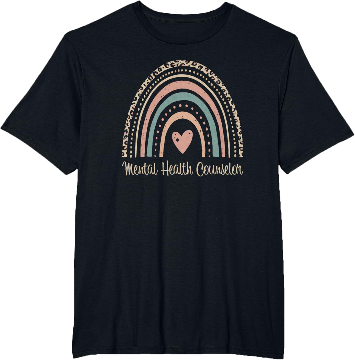 Mental Health Counselor Boho Rainbow LMHC T-Shirt - Black