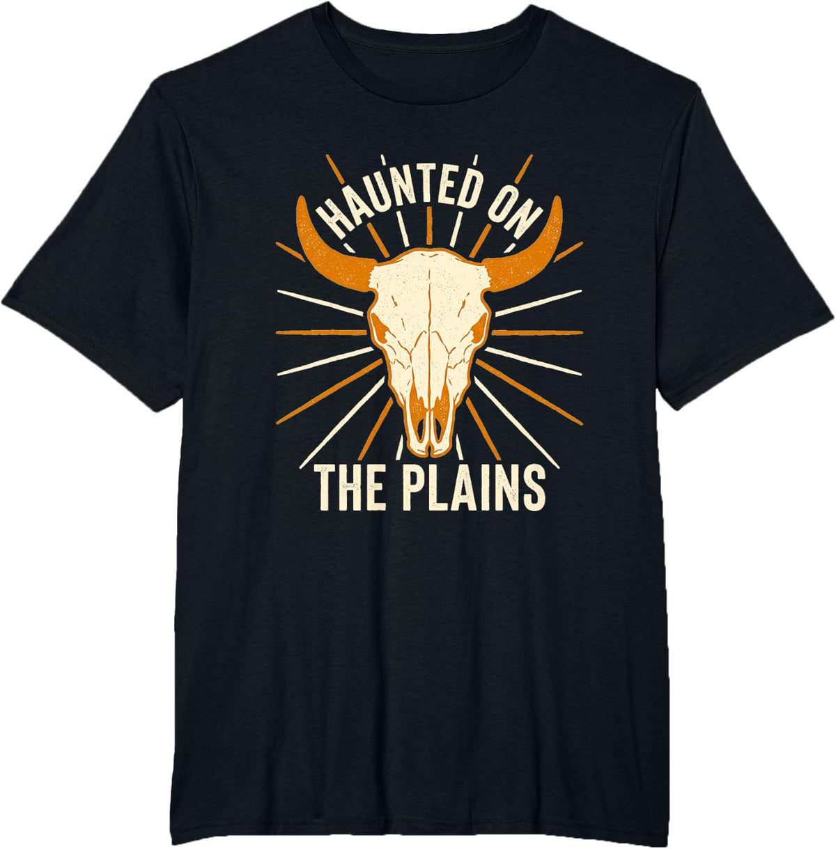 Texas Cattle Skull Sunburst Western Desert Vibes Wild West T-Shirt - Black