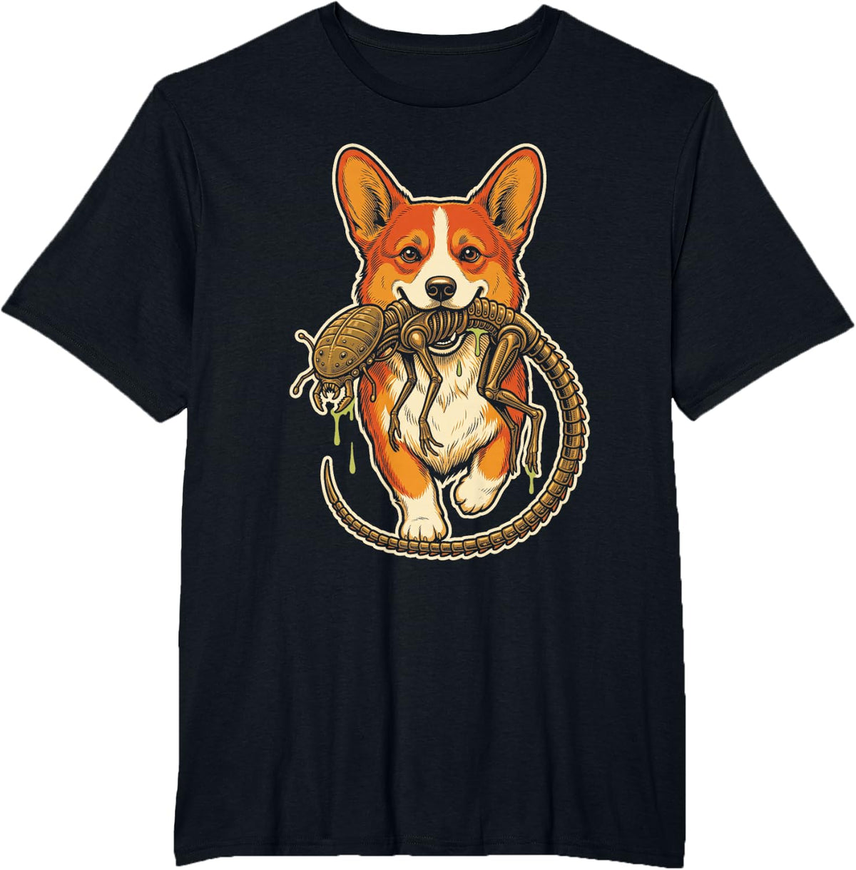 Pembroke Welsh Corgi Sci Fi Alien Catcher T-Shirt - Black
