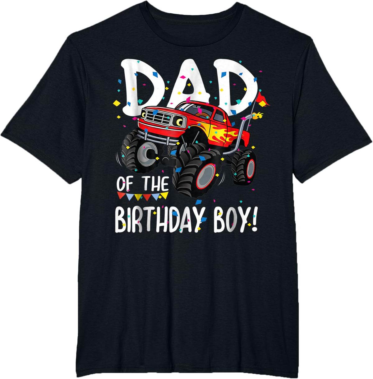 Mens Monster Truck Party Dad of Birthday Boy Gift T-Shirt - Black