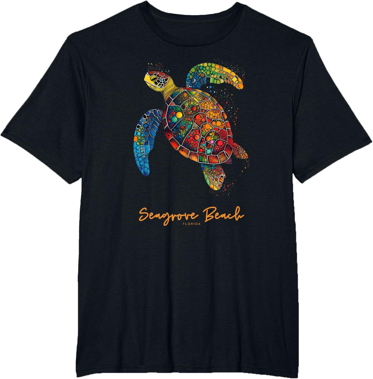 Seagrove Beach FL 30A Florida Vacation Vintage Sea Turtle T-Shirt - Black