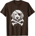 Goldendoodle Grunge Pirate Crossbones T-Shirt - Brown
