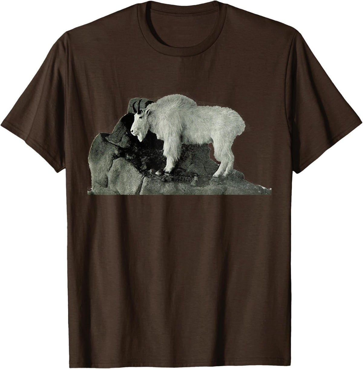 Mountain Goat Vintage Photo T-Shirt T-Shirt - Brown