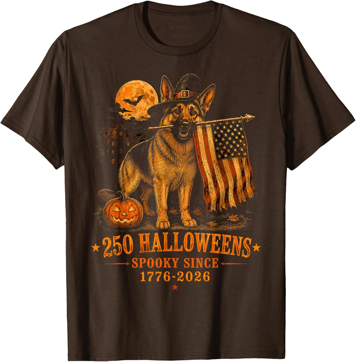 Halloween 250th Anniversary German Shepherd Dog Halloween T-Shirt - Brown