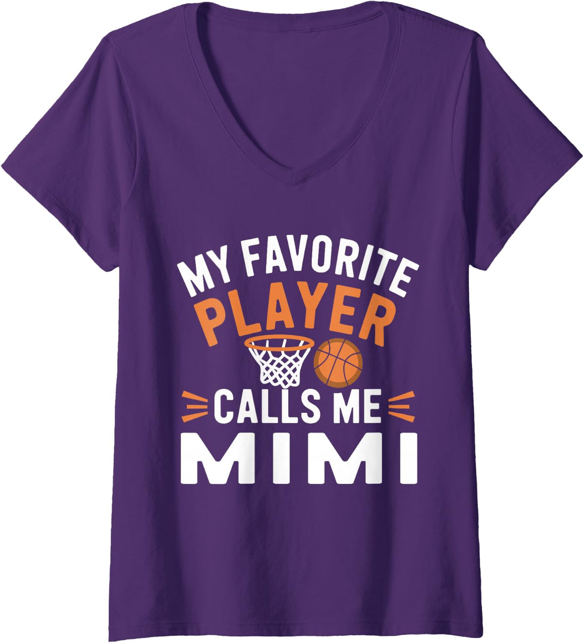 Women's My Favorite Player Calls Me Mimi Basketball V-Neck T-Shirt - Purple