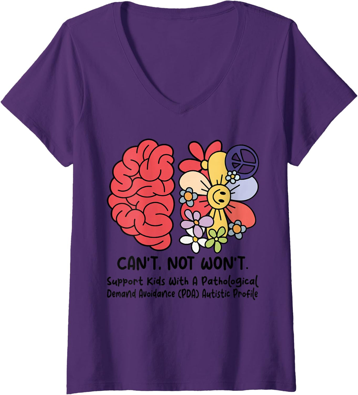Women's Support Kids with A Pathological Demand V-Neck T-Shirt - Purple