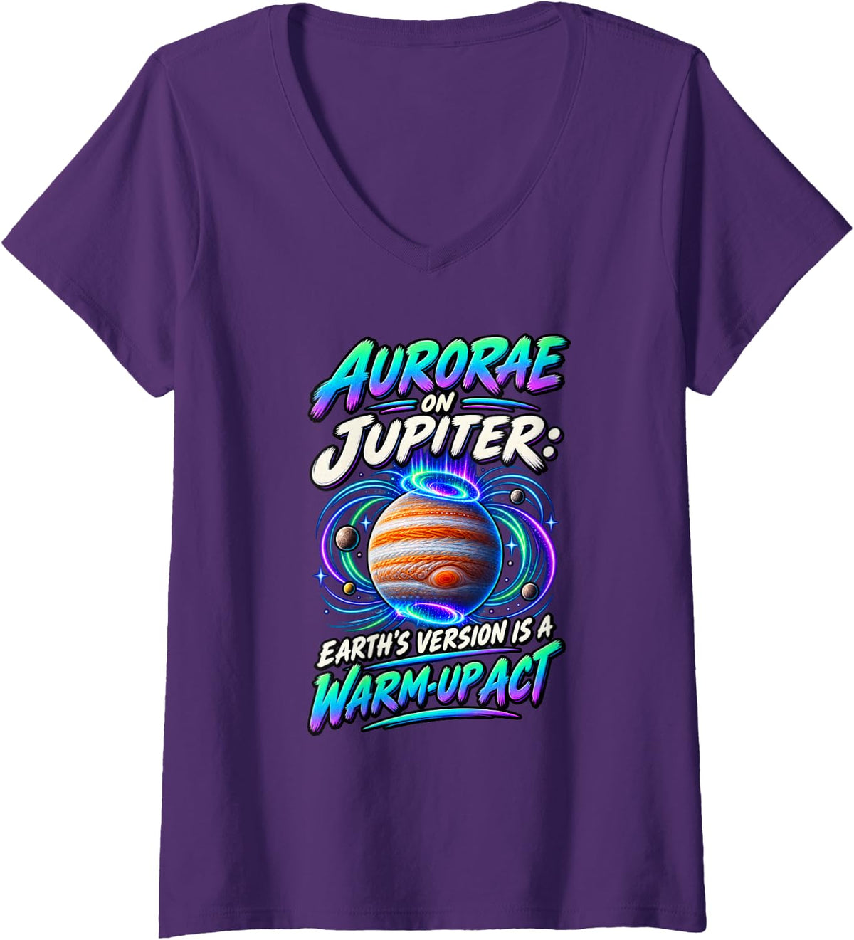 Women's Jupiter Science Teachers Astronomy Shirt V-Neck T-Shirt - Purple