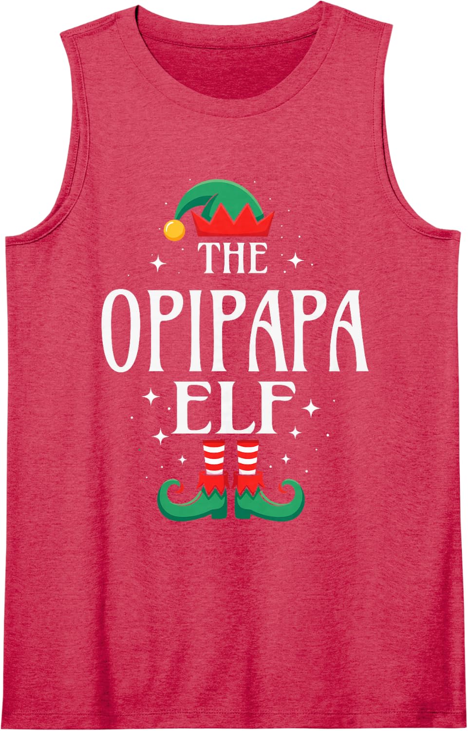 The Opipapa Elf Funny Christmas Grandpa Matching Family Sleeveless Tank Top - Red