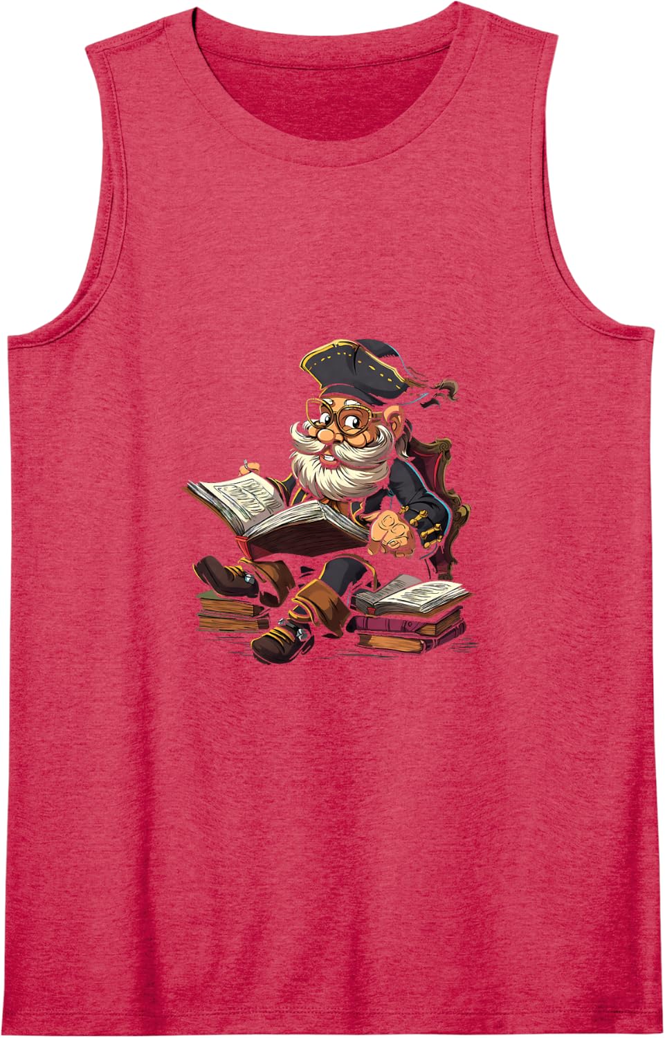 Pirate Reading Book Funny Book Reader Bookworm Librarian Sleeveless Tank Top - Red