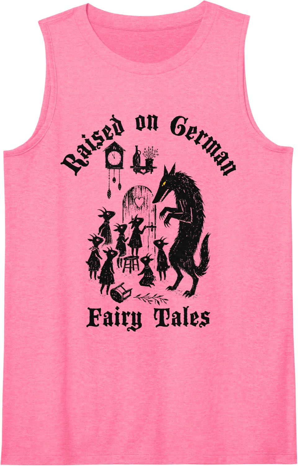 German Fairy Tales Wolf Seven Kids Goat Story Sleeveless Tank Top - Pink