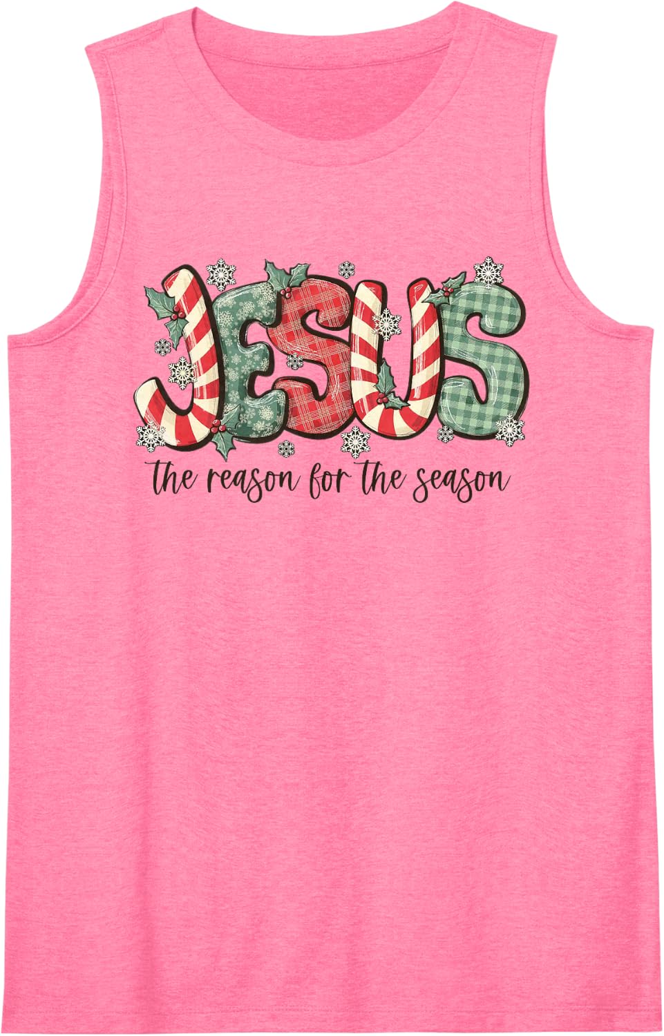 Jesus The Reason for The Season Christian Christmas Sleeveless Tank Top - Pink