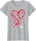 Nurse Stethoscope Heart Valentine's Day Nursing T-Shirt - Heather Grey