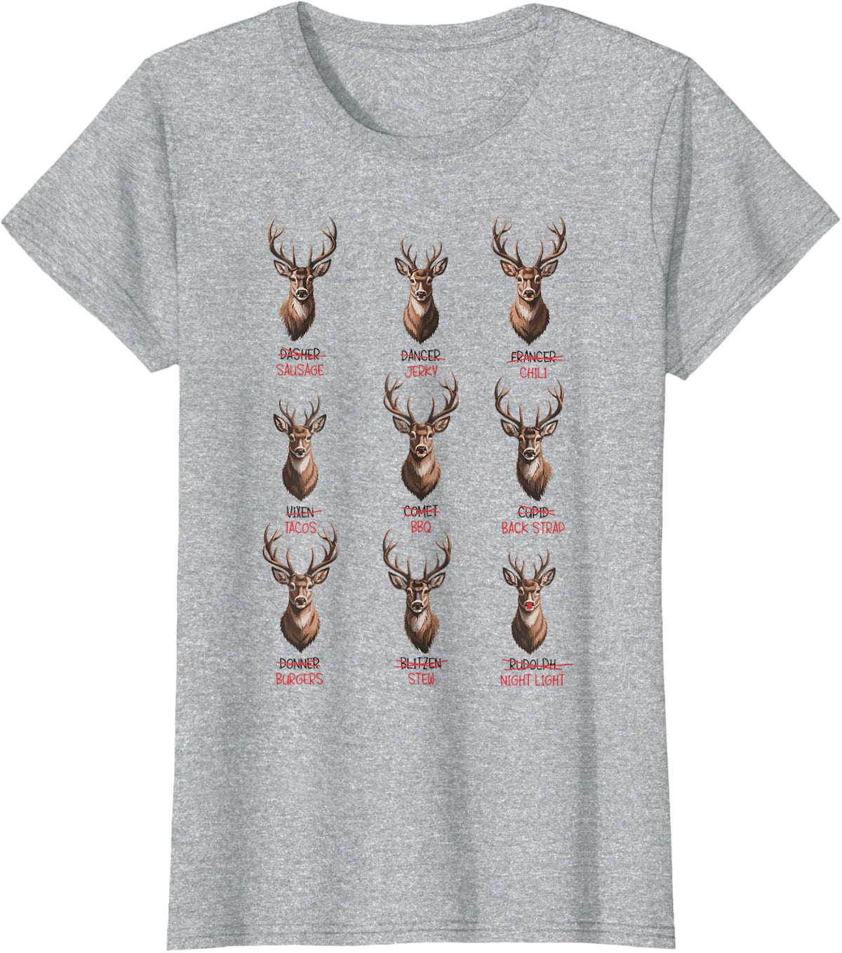 Funny Deer Hunters All of Santa's Reindeer Hunting T-Shirt - Heather Grey