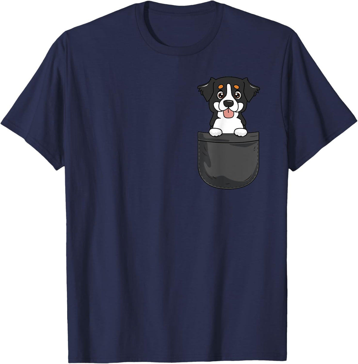 Bernedoodle Mom Dad Dog In Pocket Funny Gift T-Shirt for Men Women Kids - Navy Blue