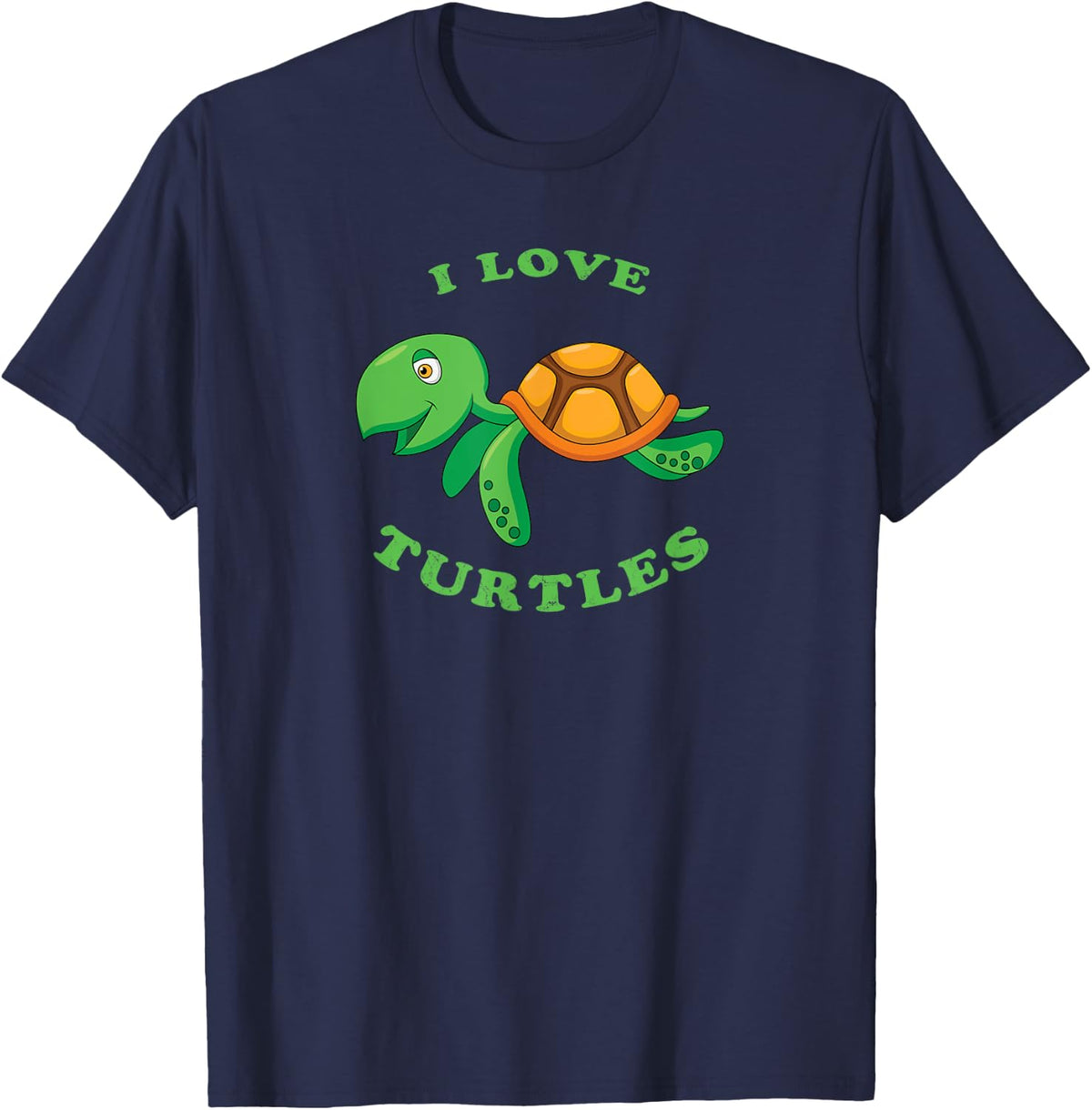 I Love Turtles, Cute Funny and Classic Turtle T-Shirt - Navy Blue