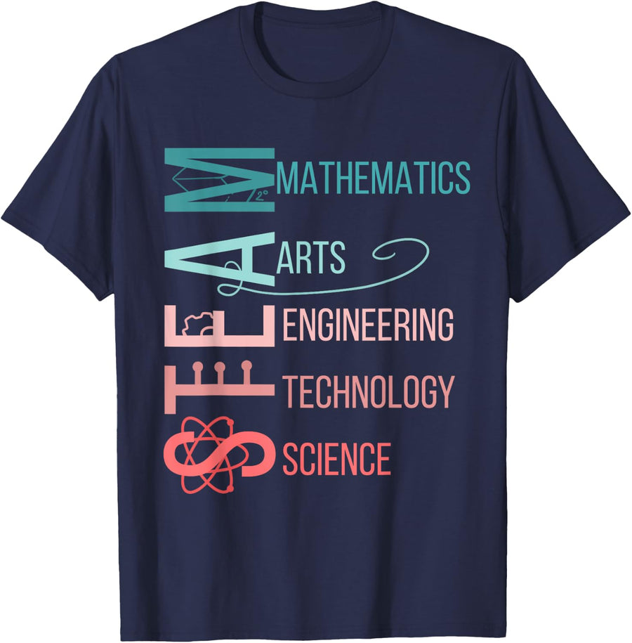 STEAM Science Technology Engineering Art Math Teacher T-Shirt - Navy Blue