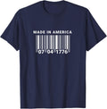Funny Made in America Barcode T-Shirt - Navy Blue