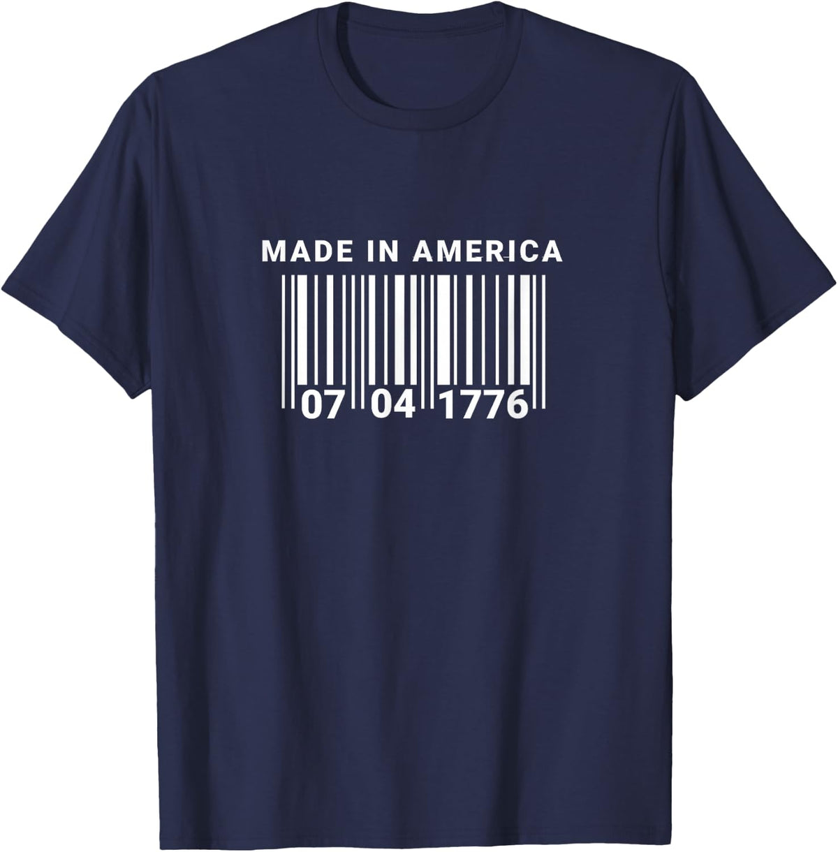 Funny Made in America Barcode T-Shirt - Navy Blue