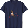 Heartbeat German Shepherd Dog T-Shirt - Navy Blue