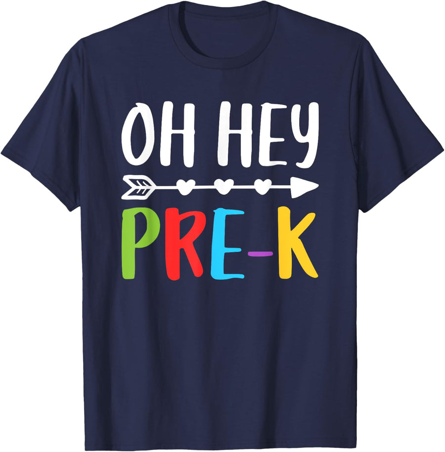 Oh Hey Pre-K Shirt Boy Girl PreK Student Teacher T-Shirt - Navy Blue