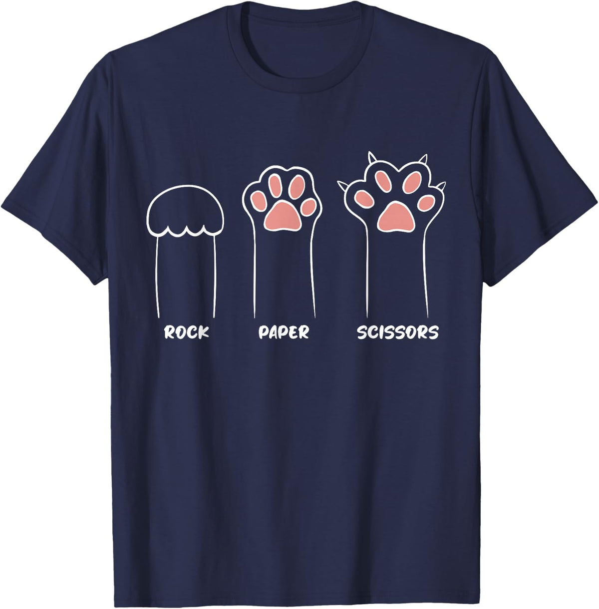 Scissors Stone Paper Cat Cat Lovers Cat Funny Cats T-Shirt - Navy Blue