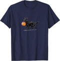 Black German Shepherd Halloween Pumpkin T-Shirt - Navy Blue
