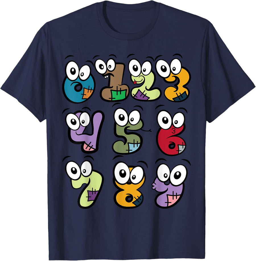 Number t Shirts Kids Number Day Costume Cool Numbers Costume T-Shirt - Navy Blue