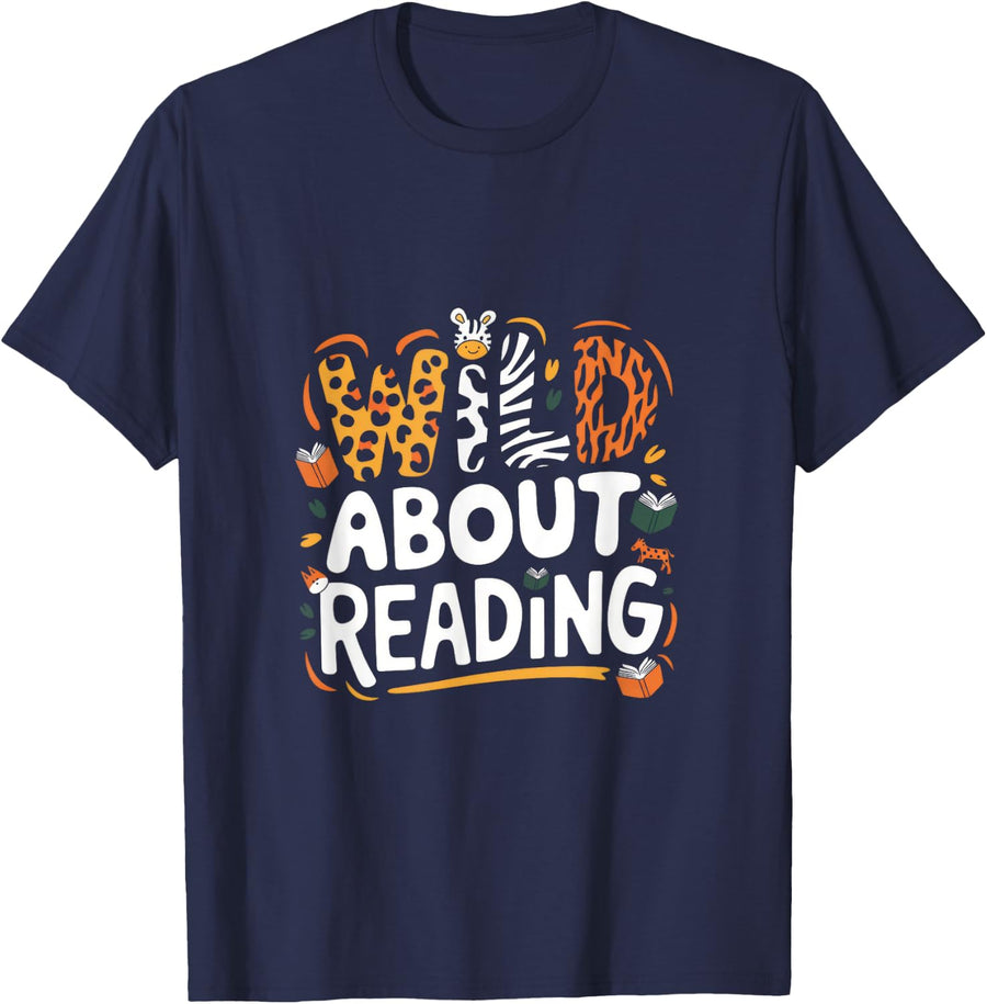 Wild About Reading - Wild About Reading Bookworm T-Shirt - Navy Blue