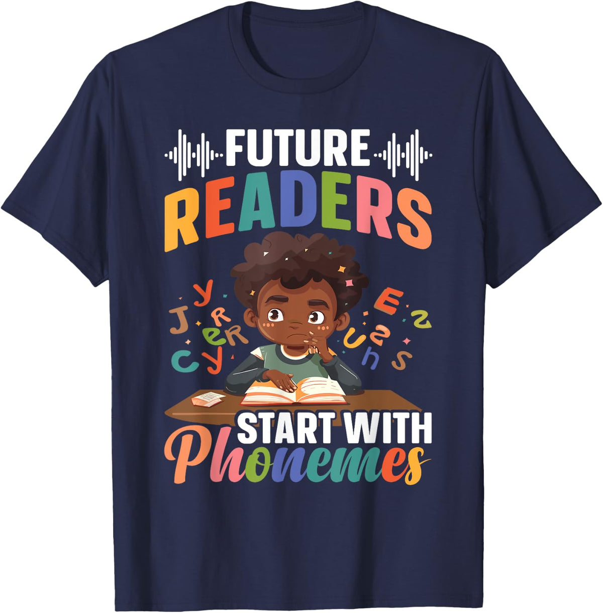 Future Readers Start with Phonemes - Phonics Teacher T-Shirt - Navy Blue