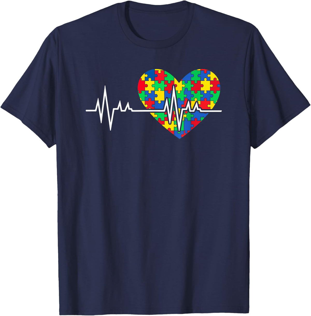 Love Heart Puzzle acceptance Men Women kids autism awareness T-Shirt - Navy Blue
