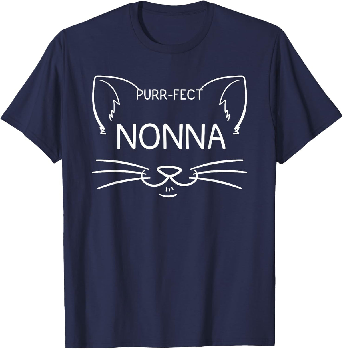 Purr-fect Nonna Funny Cat Lover Grandmother Kitten Owner T-Shirt - Navy Blue
