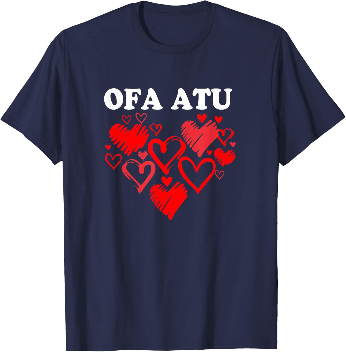 Cute Heart Tonga Language Tongan I Love You Ofa Atu T-Shirt - Navy Blue
