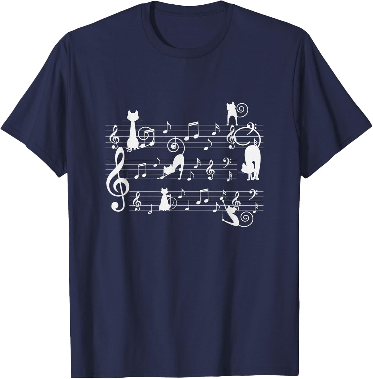 Music Cat T-Shirt - Navy Blue