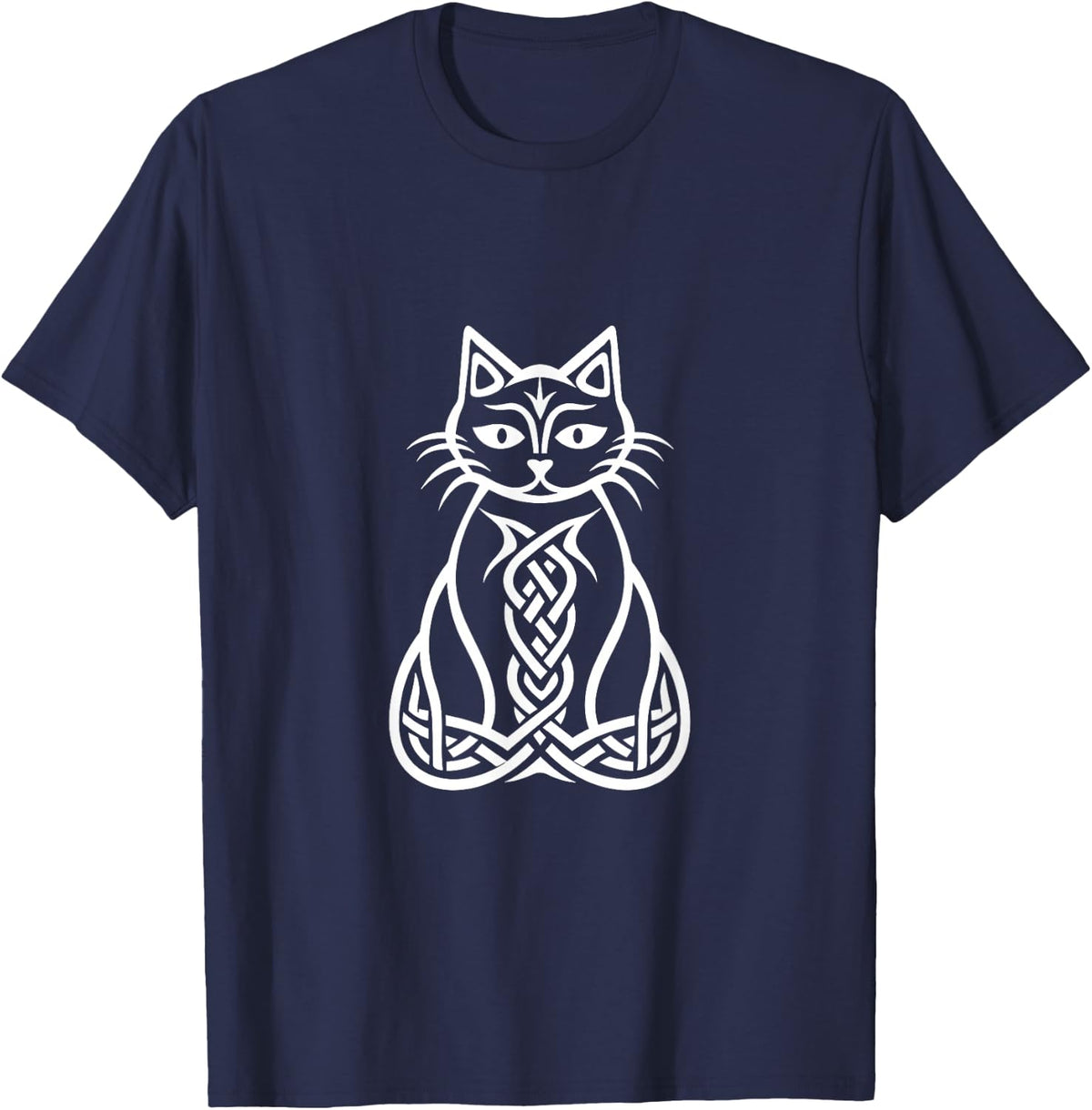 Cat Norse Mythology Celtic Knots Tee T-Shirt for Cat Lovers - Navy Blue
